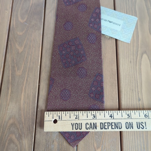Emporio Armani 100% Silk Purple Brown Geometric Print Tie - Picture 2 of 7